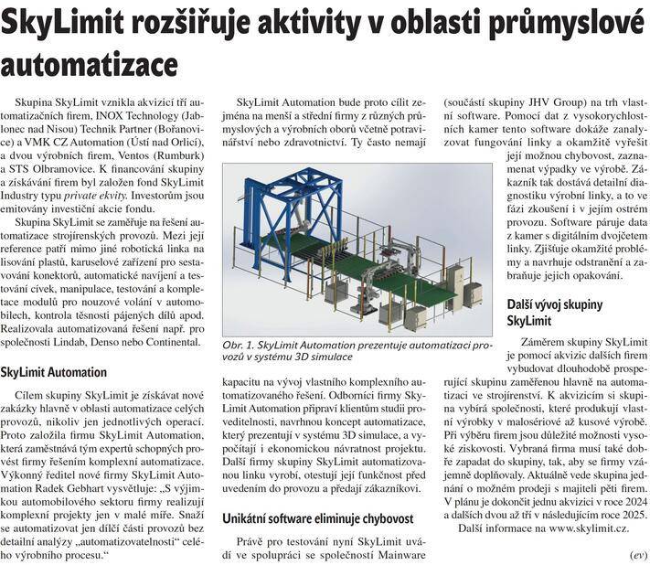 SkyLimit rozšiřuje aktivity automatizace